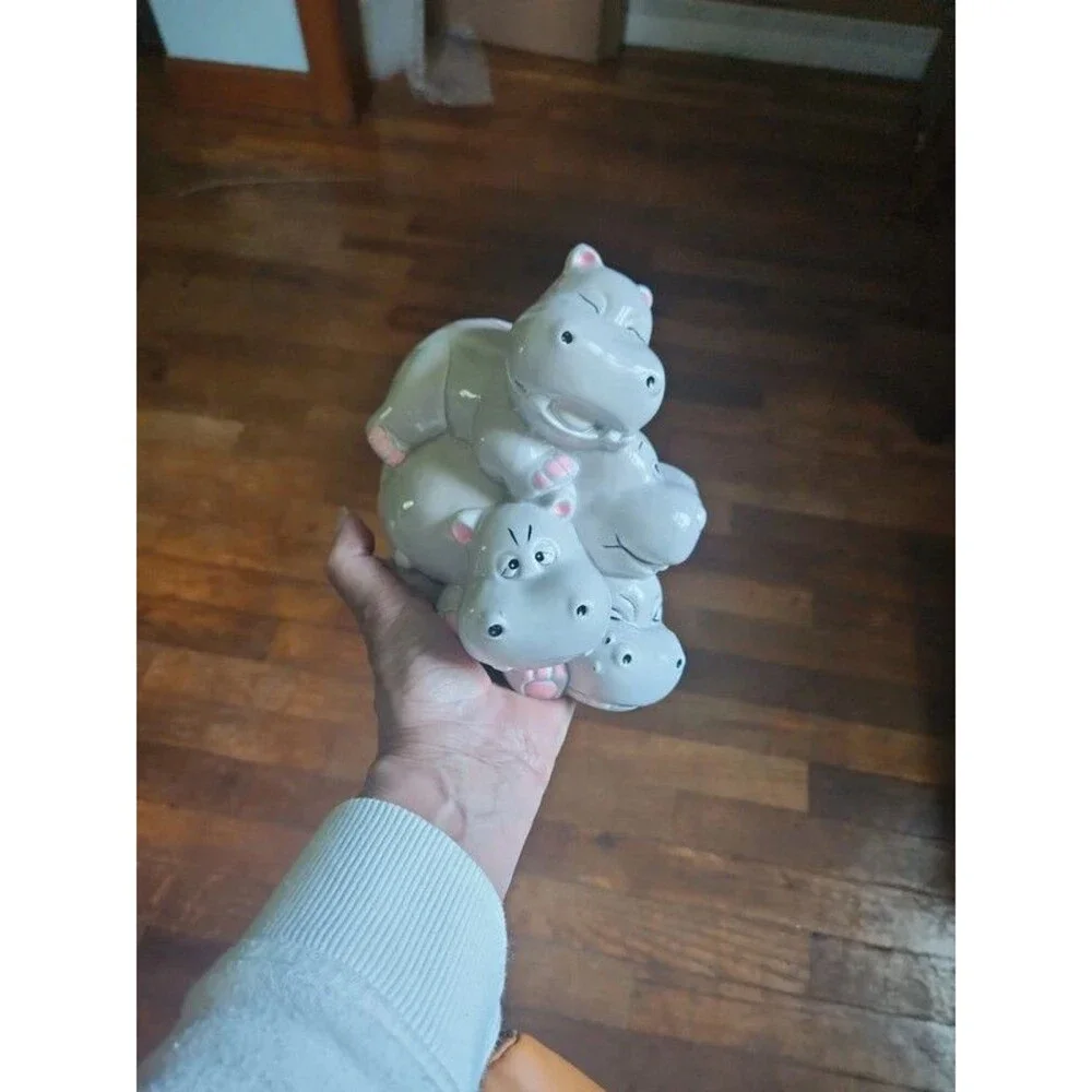 Vintage Pile of Hippos Bank Vintage Ceramic 4 Hippos, Pristine & Beyond Cute!